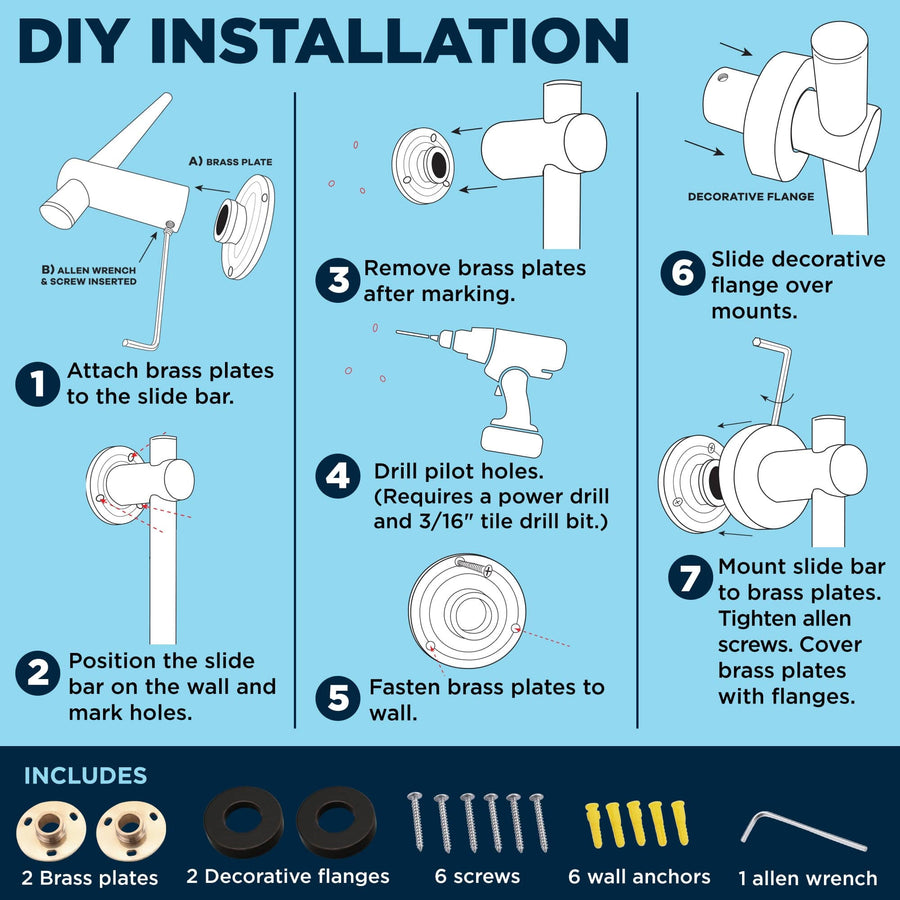 DIY Installation Steps for All Metal Slide Bar for Handheld Showerheads Oil Rubbed Bronze - The Shower Head Store