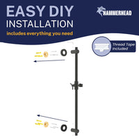 Easy Install All Metal Shower Slide Bar for Hand Held Shower Heads Matte Black - The Shower Head Store
