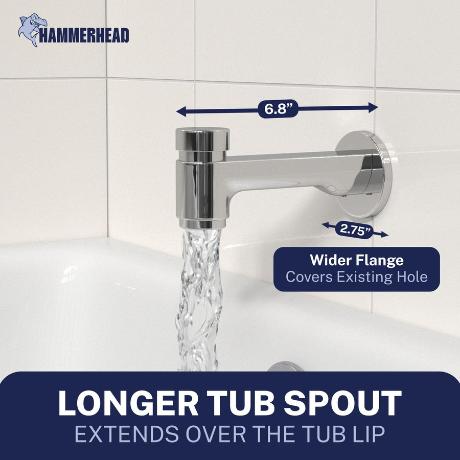 Dimensions Spring Loaded Tub Spout Chrome - The Shower Head Store