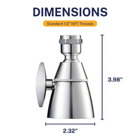 Dimensions HammerHead Showers 2-Inch Shower Head Brushed Nickel / 2.5 GPM Brushed Nickel / 1.75 GPM - The Shower Head Store