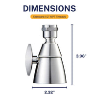 Dimensions All Metal 2-Inch High Pressure Shower Head, Variable Pattern, 2.5 GPM - Brushed Nickel / 2.5 GPM - The Shower Head Store