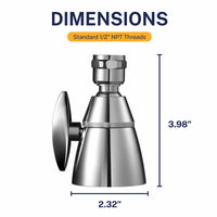 Dimensions All Metal 2-Inch High Pressure Shower Head Chrome / 2.5 GPM - The Shower Head Store