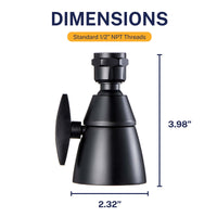 Dimensions All Metal 2-Inch High Pressure Shower Head, Variable Pattern, 2.5 GPM - Matte Black / 2.5 GPM - The Shower Head Store
