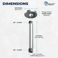 Locking Flange Feature 6" Straight Shower Arm Chrome - The Shower Head Store