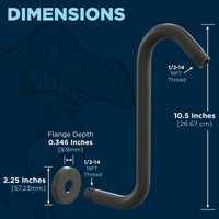 Dimensions S-Style Arm Matte Black/ 2.5 - The Shower Head Store