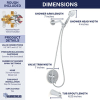 Dimensions 1-Handle Valve and Trim Shower System Chrome / 2.5 GPM - The Shower Head Store