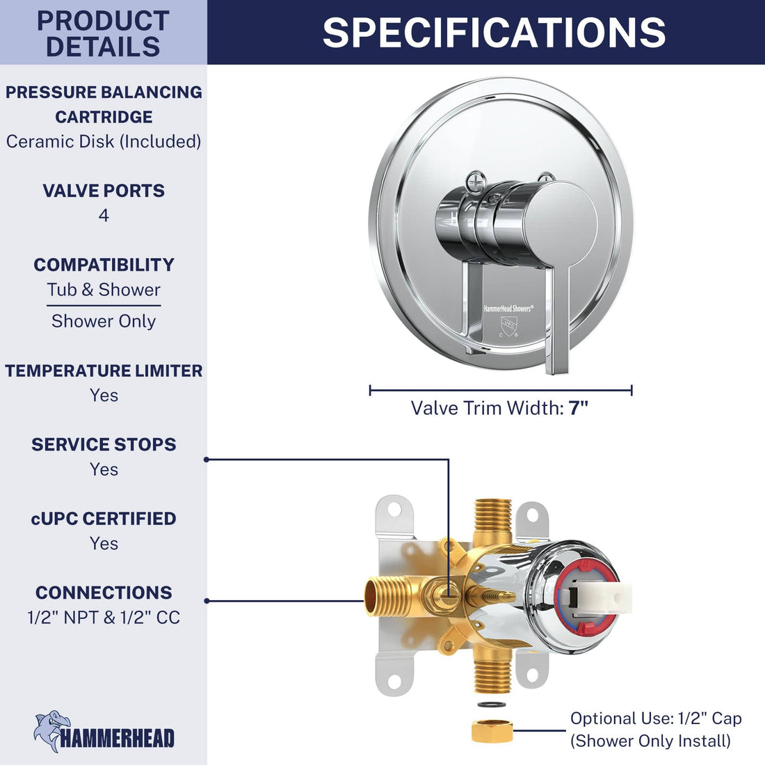 Dimensions Valve and Trim - All Metal 1-Handle Tub and Shower Valve with Trim Kit Chrome - The Shower Head Store