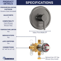 Dimensions 1H Valve and Trim HammerHead Gray