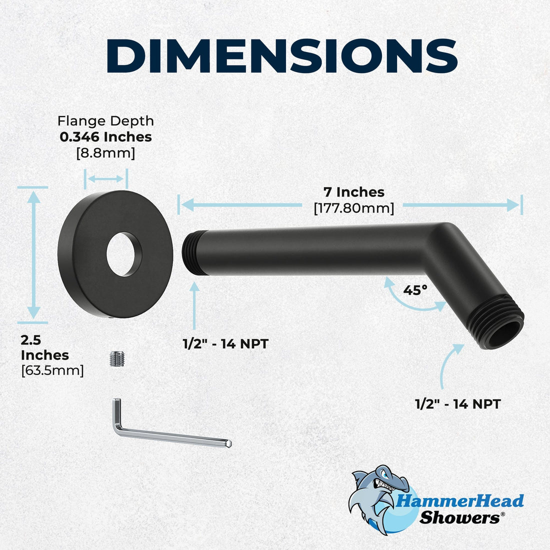 Arm Dimensions 3-Spray Handheld Shower Head Set with Valve and Trim Matte Black / 2.5 - The Shower Head Store