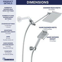 Inclusions Square Dual Shower Head Set Chrome / 2.5 - The Shower Head Store