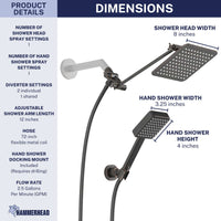 Inclusions Square Dual Shower Head Set Oil Rubbed Bronze  / 2.5 - The Shower Head Store