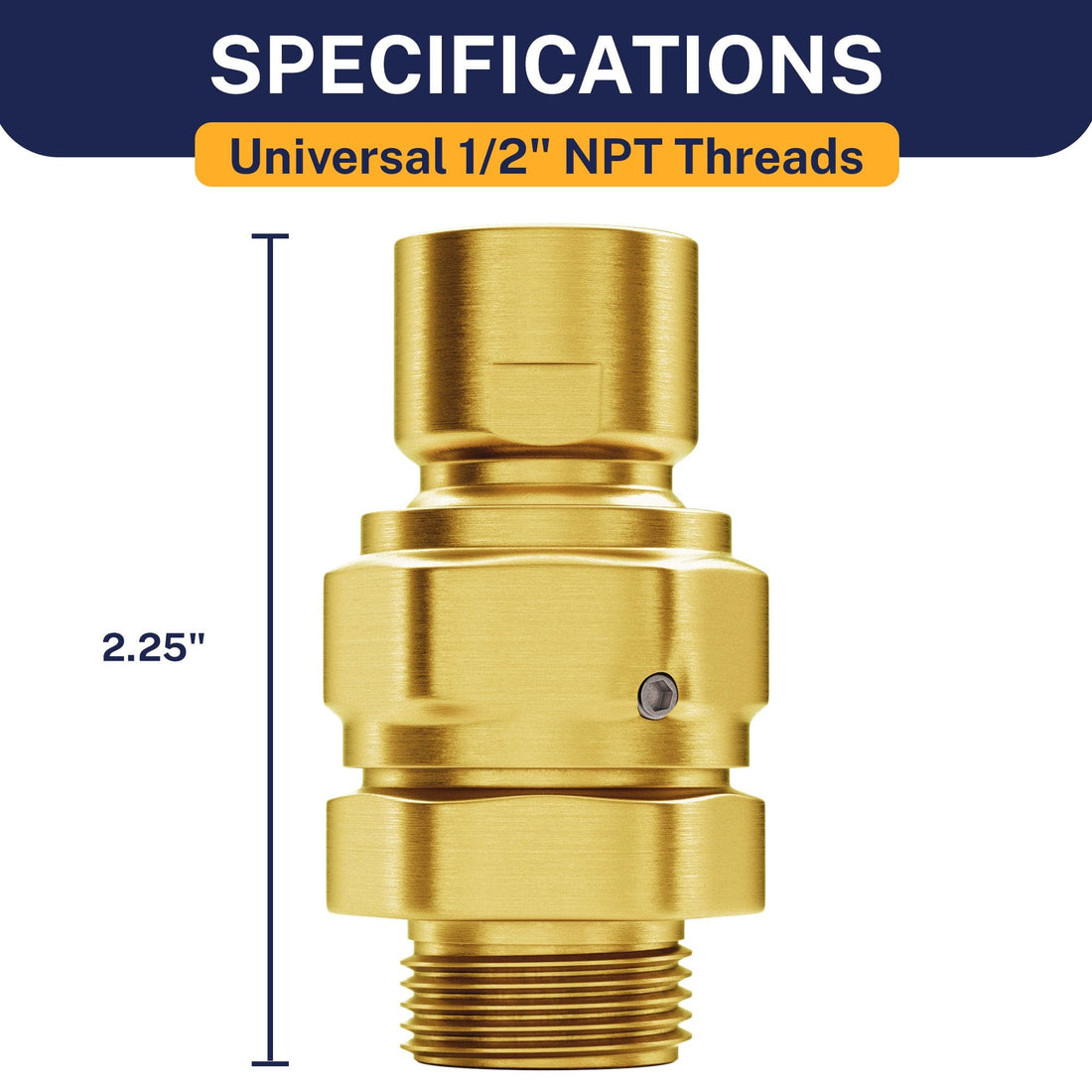 Dimensions Main Image Shower Head Swivel Adapter To Adjust Showerhead Angle Brushed Gold
