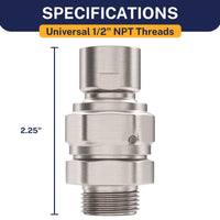 Dimensions Swivel Adapter - 100% METAL Shower Head Swivel Adapter To Adjust Showerhead Angle, Brushed Nickel - The Shower Head Store