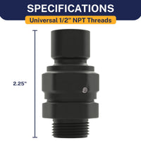 Dimensions Swivel Adapter - 100% METAL Shower Head Swivel Adapter To Adjust Showerhead Angle, Matte Black - The Shower Head Store