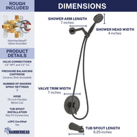 Dimensions 1-Handle Valve and Trim Shower System Oil Rubbed Bronze / 2.5 GPM - The Shower Head Store
