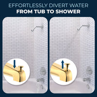 Divert Water 2 Inch High Pressure Shower Head Set with Tub Spout and Valve and Trim Polished Brass / 2.5 GPM Polished Brass / 1.75 GPM - The Shower Head Store