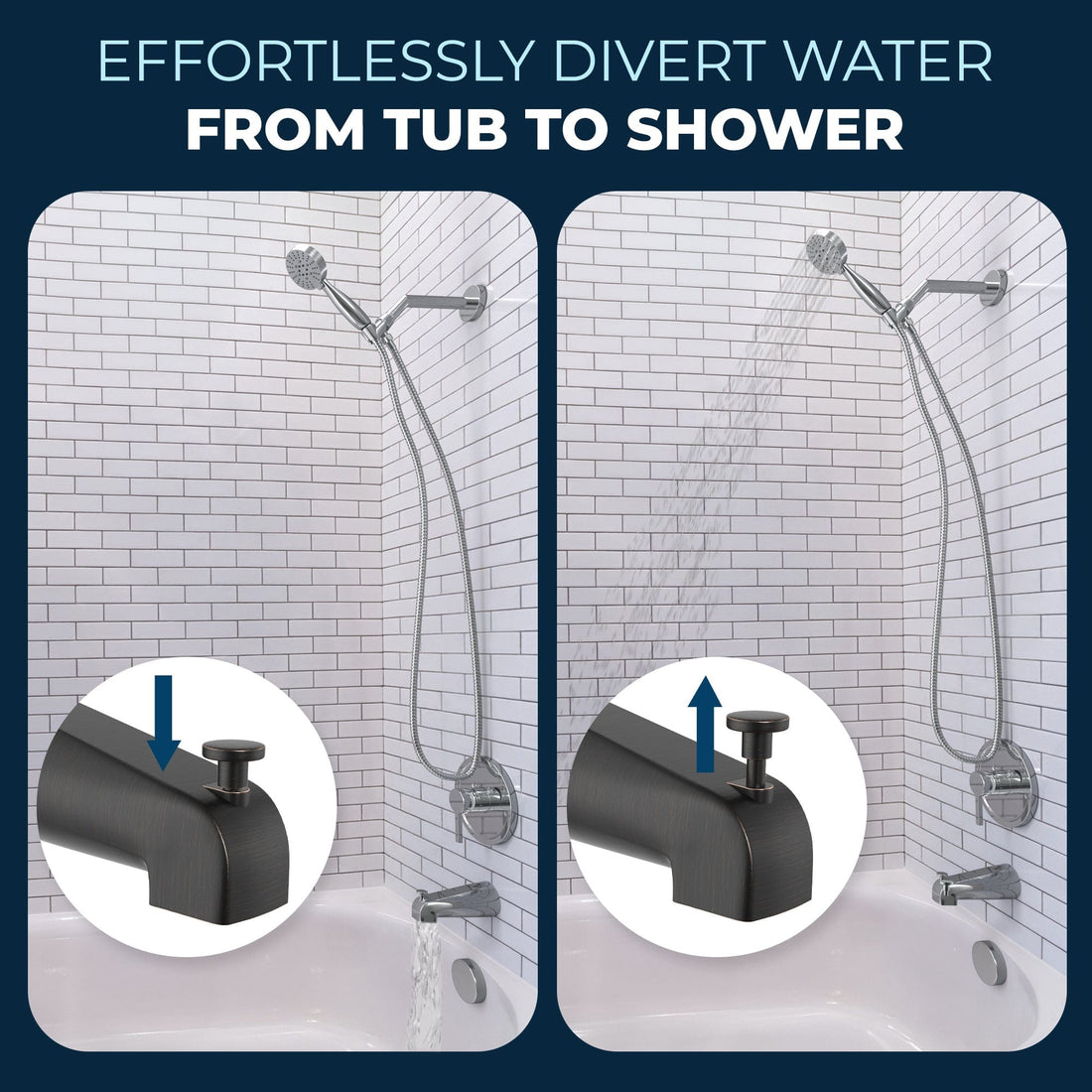 Diverter Tub Spout with Valve and Trim_3-Spray Handheld and Shower Arm Oil Rubbed Bronze / 1.75 - The Shower Head Store