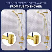 Divert Water Spring Loaded Tub Spout Brushed Gold - The Shower Head Store