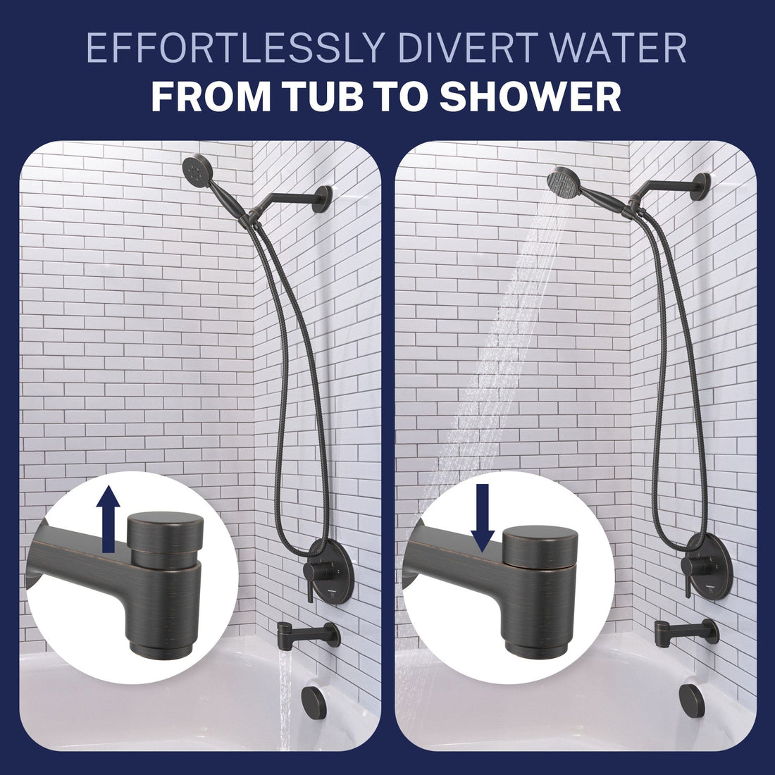 Divert Water Spring Loaded Tub Spout Oil Rubbed Bronze - The Shower Head Store
