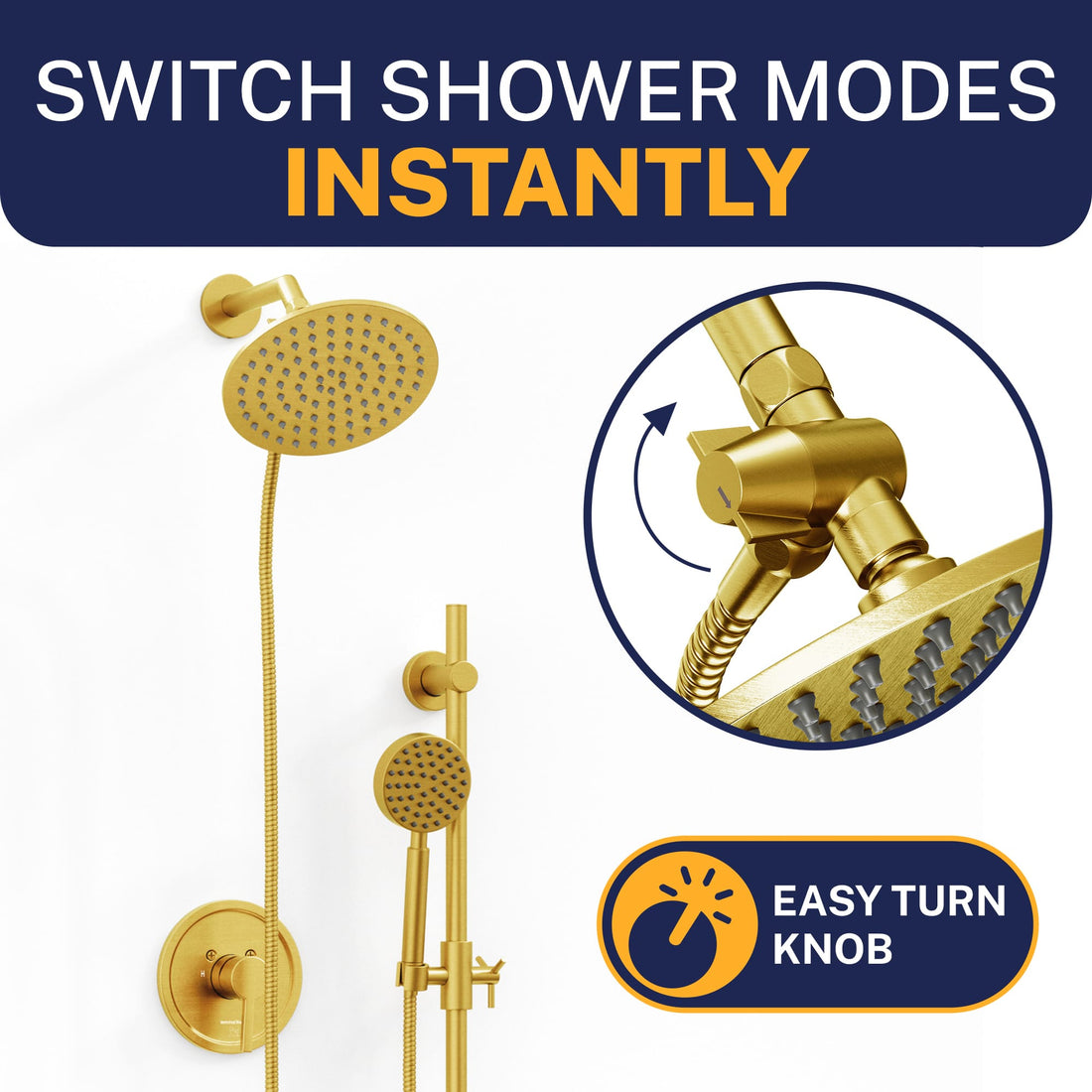 Divert Water Diverter with Holder Brushed Gold - The Shower Head Store