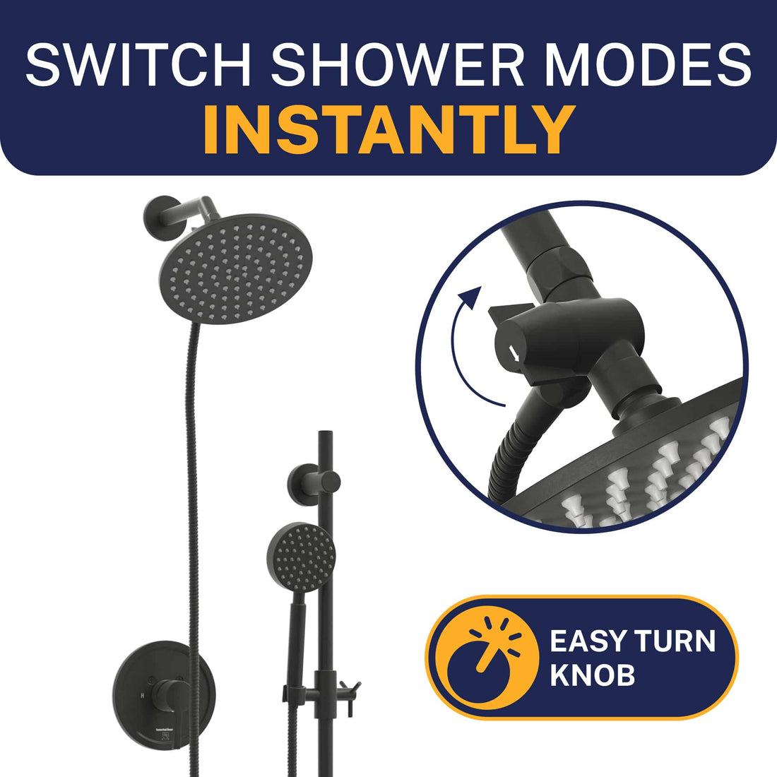 Divert Water Diverter Without Holder Matte Black - The Shower Head Store