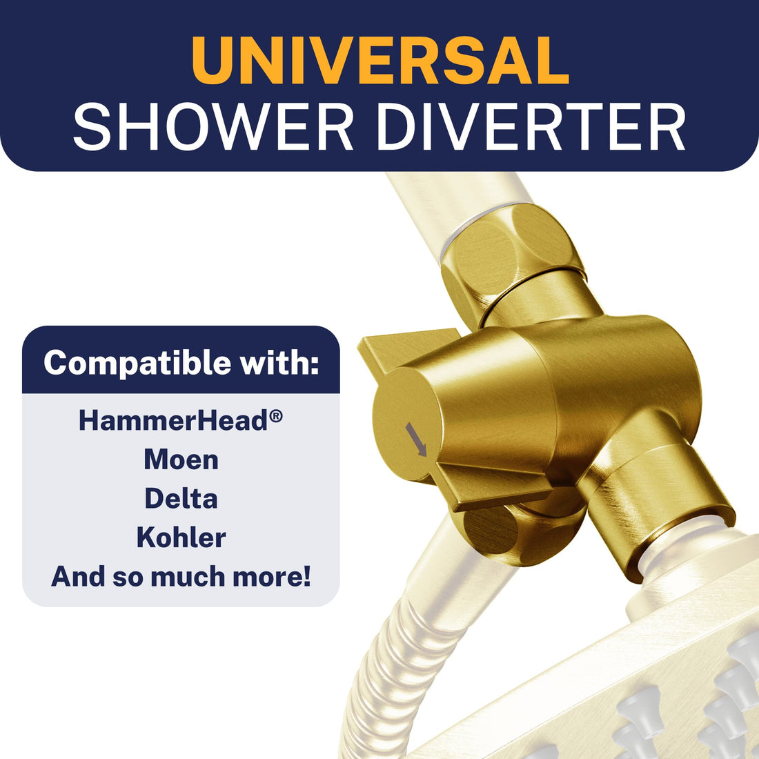 Compatibility Diverter with Holder Brushed Gold - The Shower Head Store