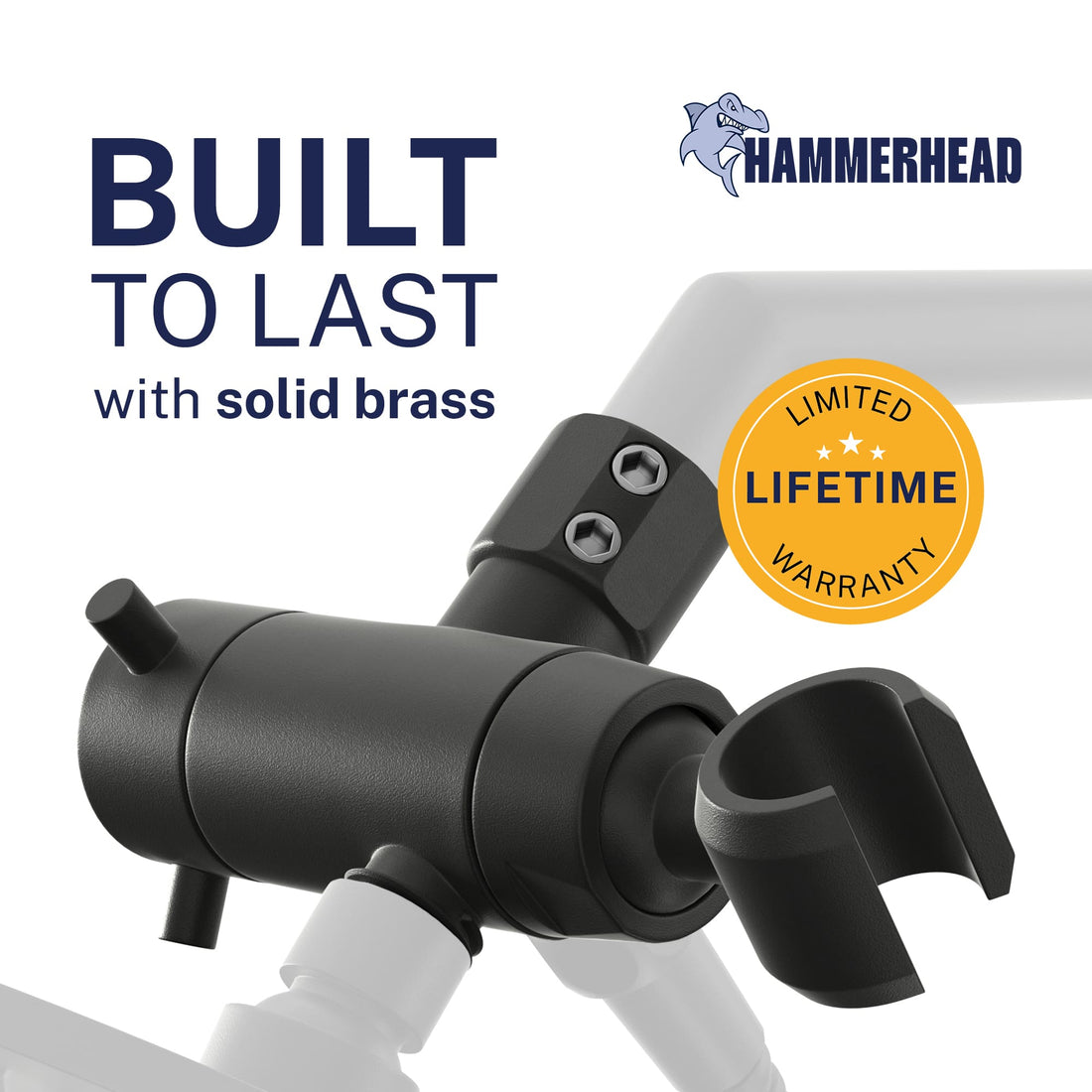 Built to Last HammerHead Showers Solid Brass 3-Way Diverter With Handheld Shower Holder Matte Black - The Shower Head Store