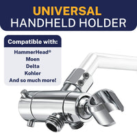 Universal Diverter HammerHead Showers Solid Brass 3-Way Diverter With Handheld Shower Holder Chrome - The Shower Head Store