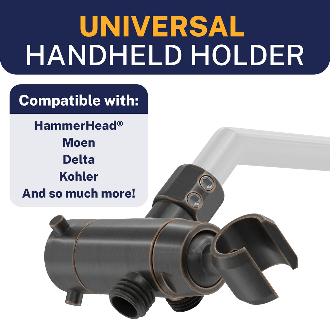 Compatibility HammerHead Showers Solid Brass 3-Way Diverter With Handheld Shower Holder Oil Rubbed Bronze - The Shower Head Store