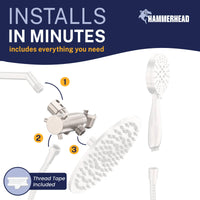 Installation HammerHead Showers Solid Brass 3-Way Diverter With Handheld Shower Holder Brushed Nickel - The Shower Head Store