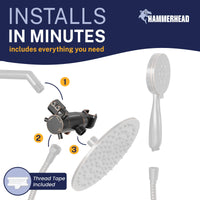 Installation HammerHead Showers Solid Brass 3-Way Diverter With Handheld Shower Holder Oil Rubbed Bronze - The Shower Head Store
