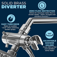 Solid Brass Diverter 1-Spray Dual with Adjustable Arm Chrome / 2.5 - The Shower Head Store
