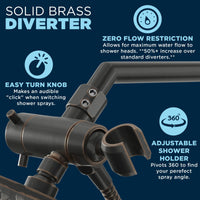 (Diverter) 3-Way Brass Diverter To Switch Valve from Rain Shower Head to Handheld Shower Head Oil Rubbed Bronze - The Shower Head Store