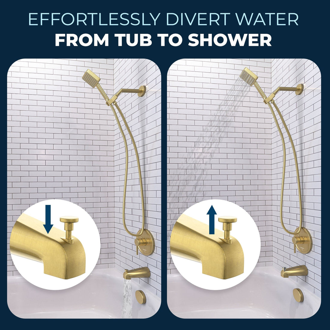 Diverter_Tub_Spout Brushed Gold - The Shower Head Store