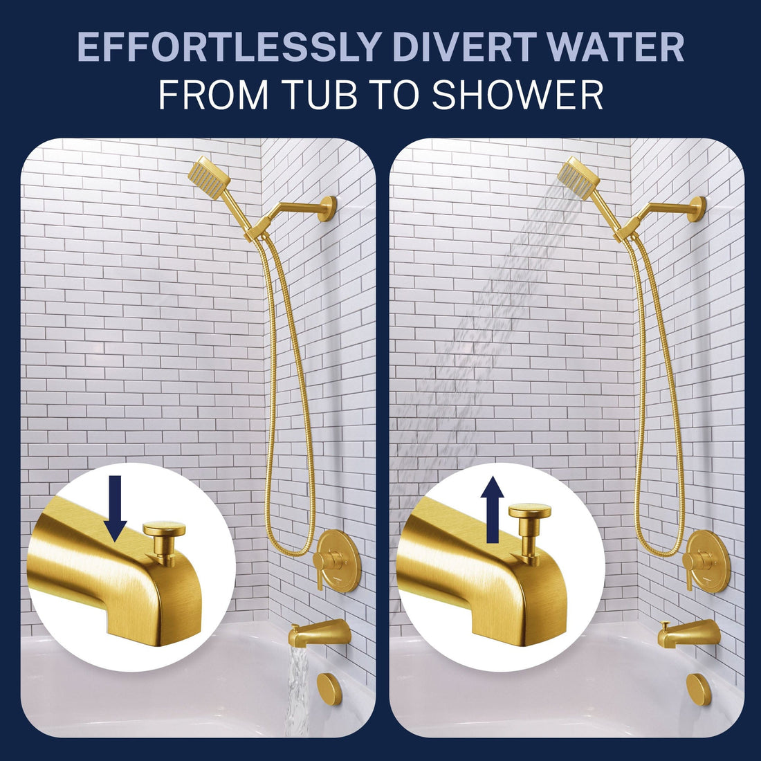 Diverter_Tub_Spout Brushed Gold - The Shower Head Store