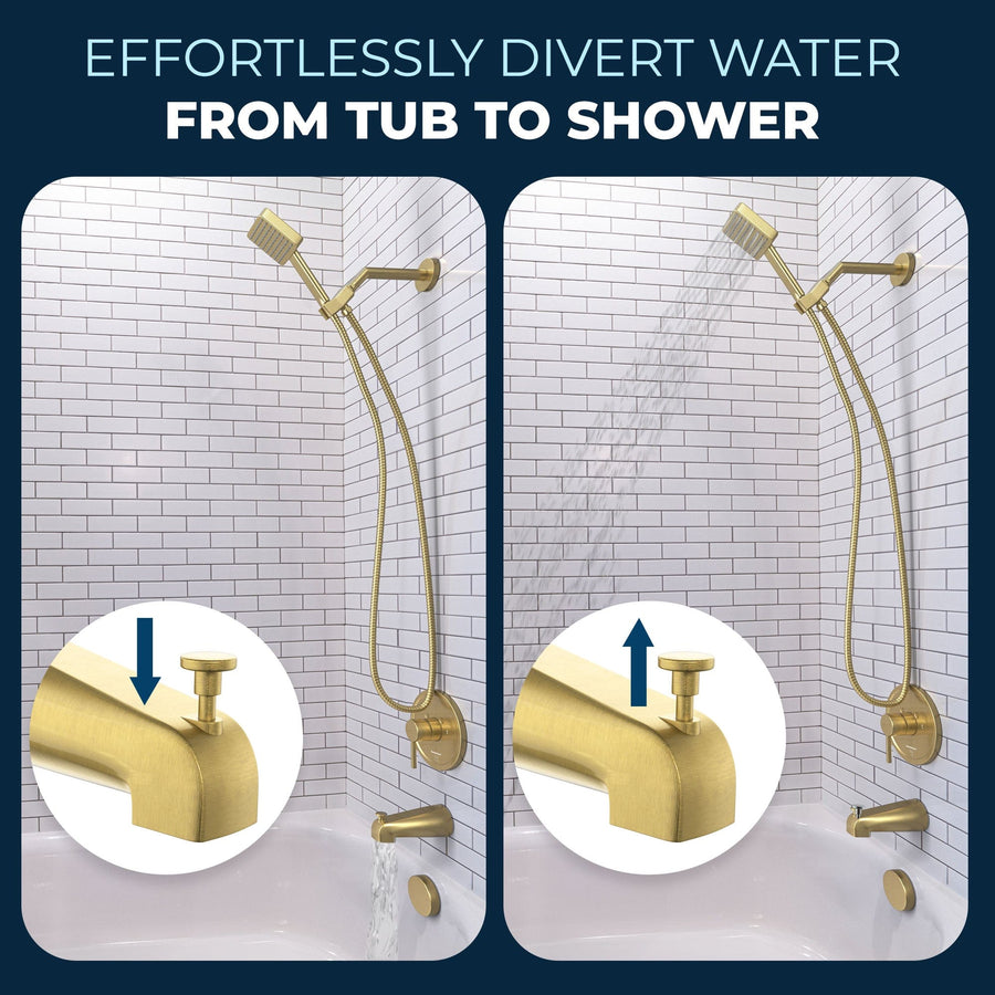 Diverter_Tub_Spout Brushed Gold - The Shower Head Store