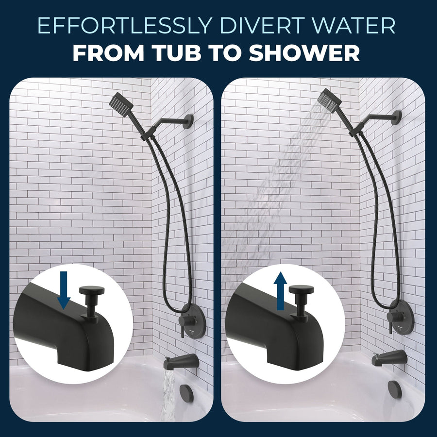 Diverter_Tub_Spout Matte Black - The Shower Head Store
