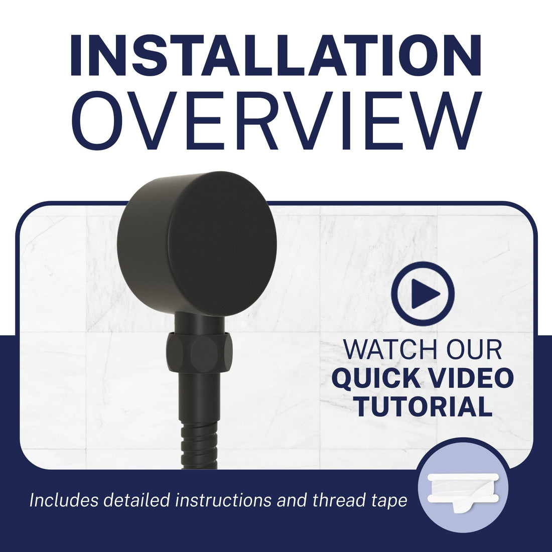 Installation Drop Ell Matte Black  - The Shower Head Store