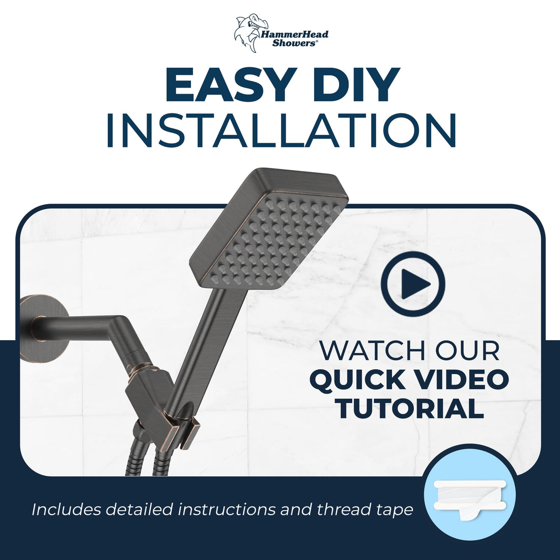 Installation Handheld Square Shower Head Set Oil Rubbed Bronze / 2.5 - The Shower Head