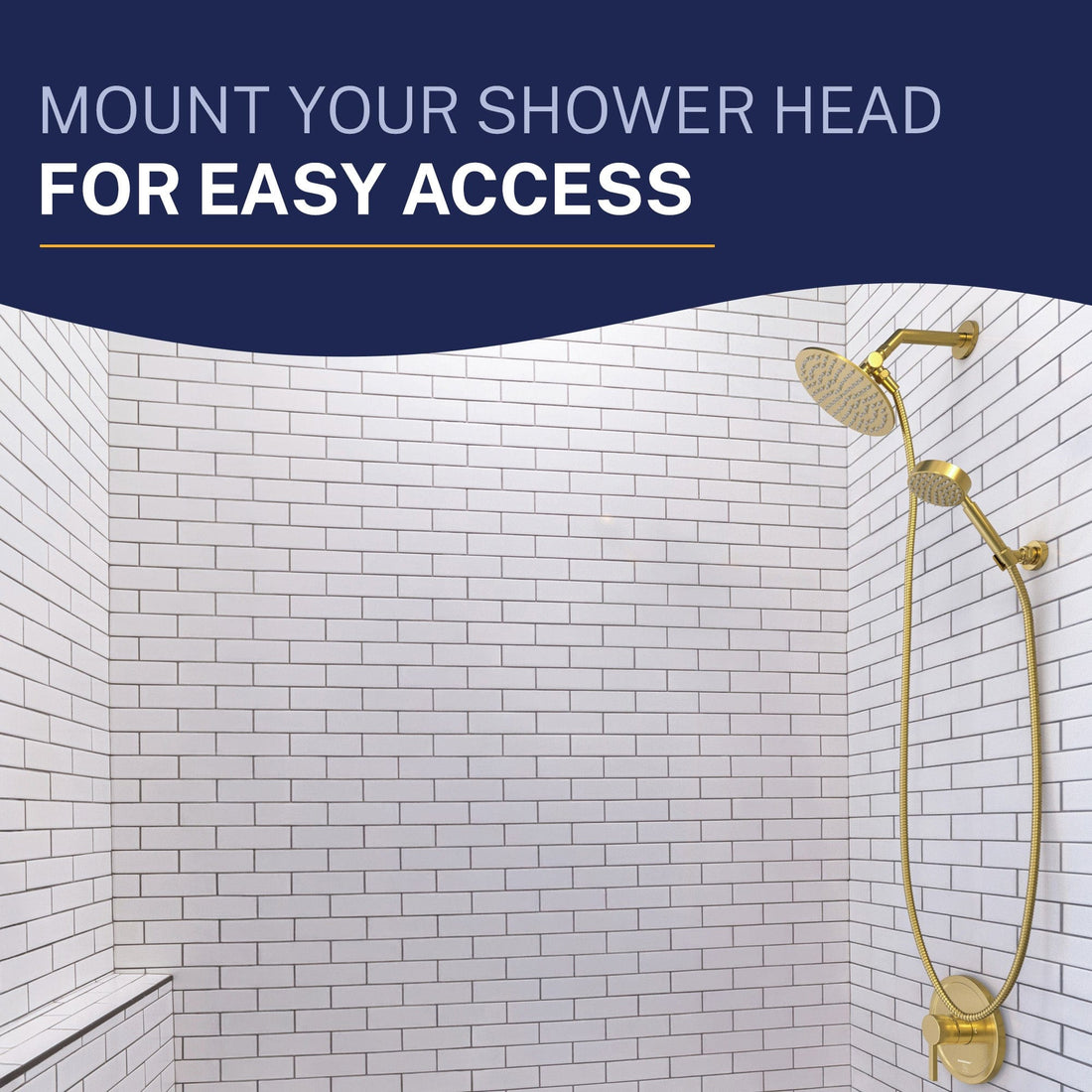 Lifestyle Wall Mount Holder Brushed Gold  - The Shower Head Store
