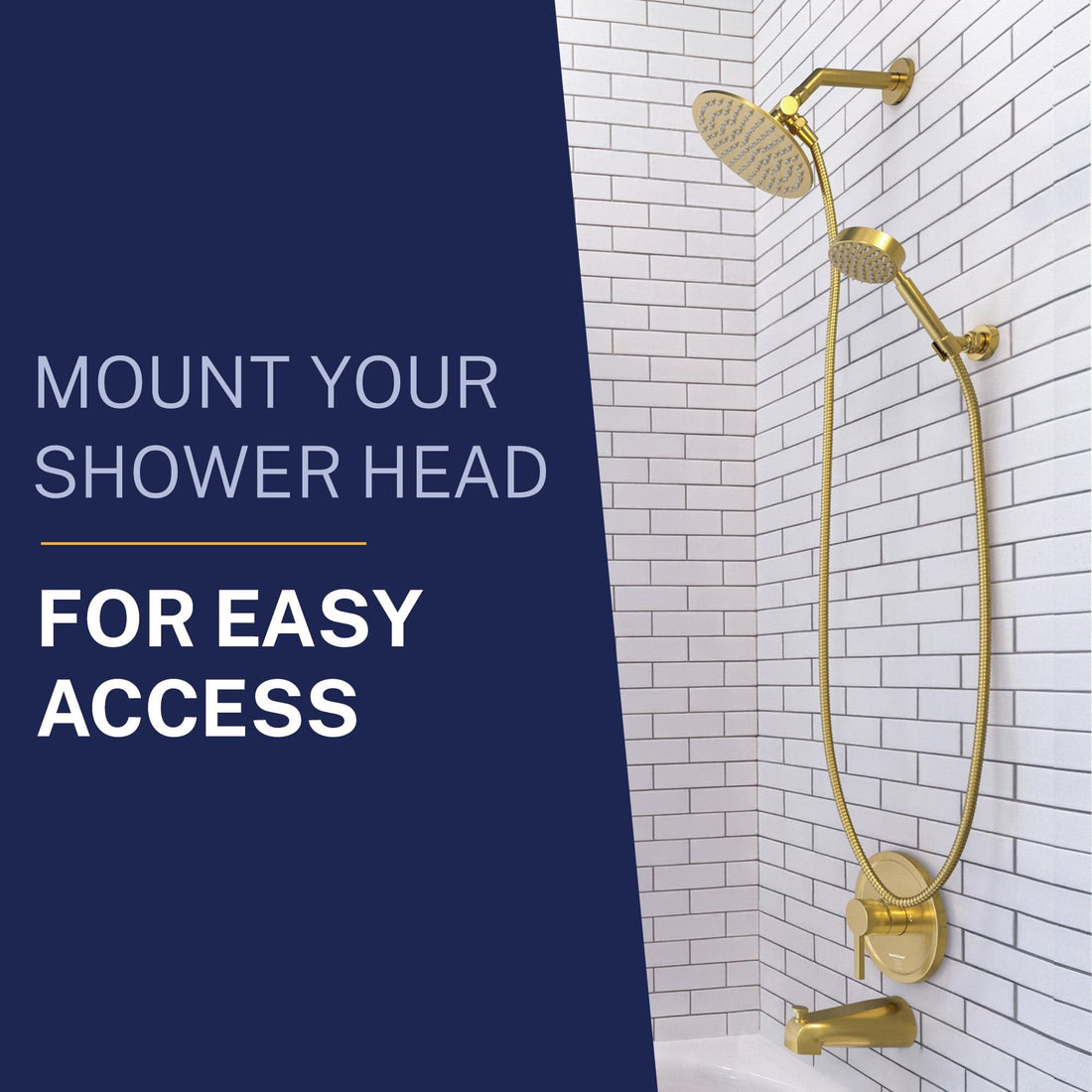 Lifestyle Wall Mount Holder Brushed Gold  - The Shower Head Store