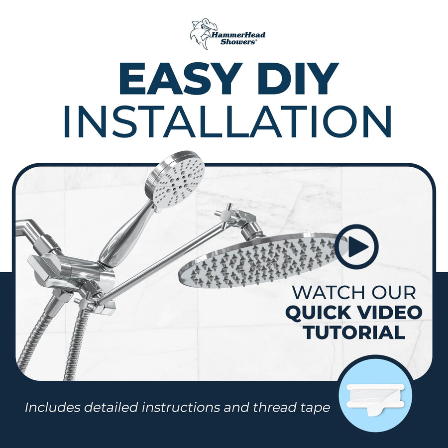 Installation 3-Spray Dual with Adjustable Arm Chrome / 2.5 - The Shower Head Store