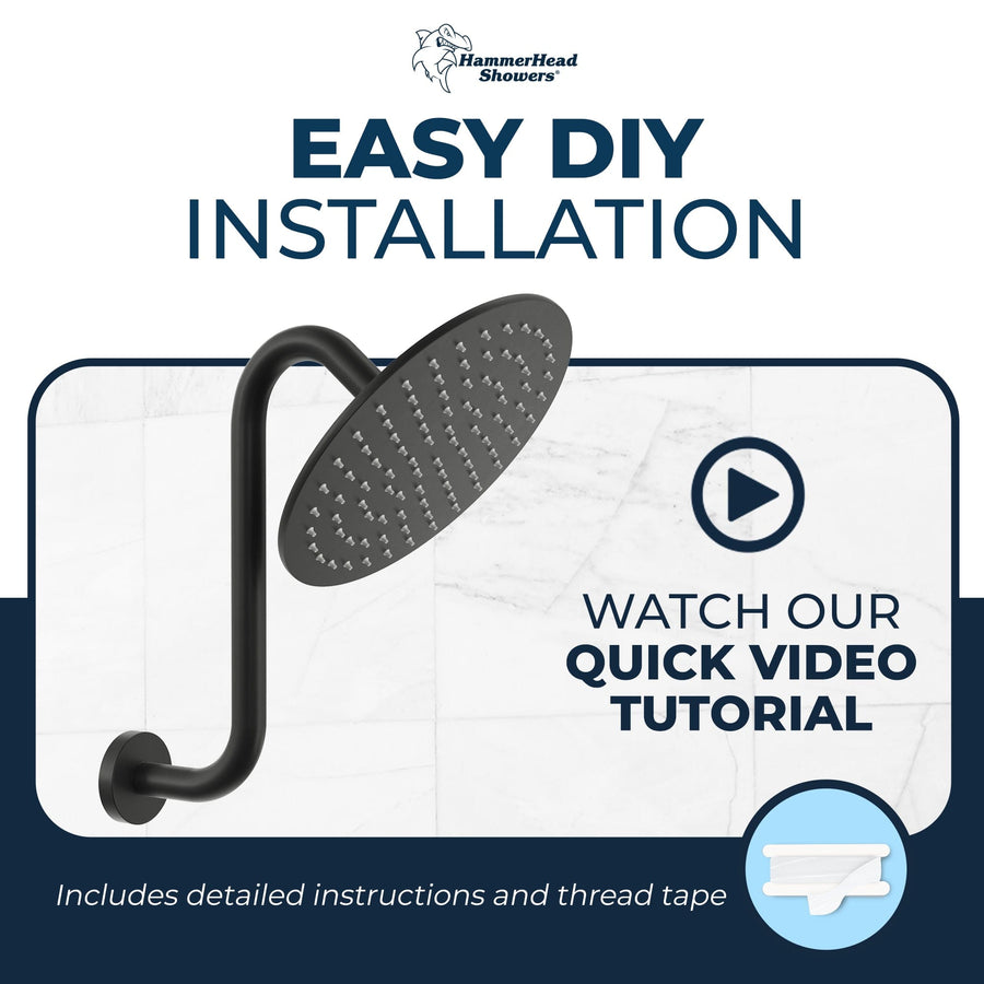  Easy_DIY_Installation_S-style_Shower_Arm Matte Black - The Shower Head Store