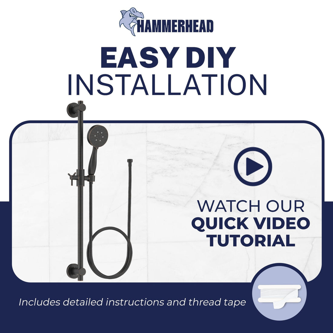 DIY Installation Slide Bar with 3-Spray Hand Held Shower Head & Hose Oil Rubbed Bronze  / 2.5 - The Shower Head Store