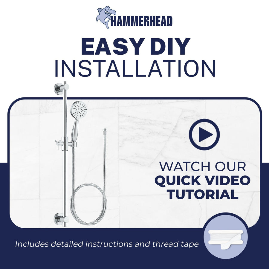 Installation Slide Bar with 3-Spray Hand Held Shower Head & Hose Chrome / 2.5 - The Shower Head Store