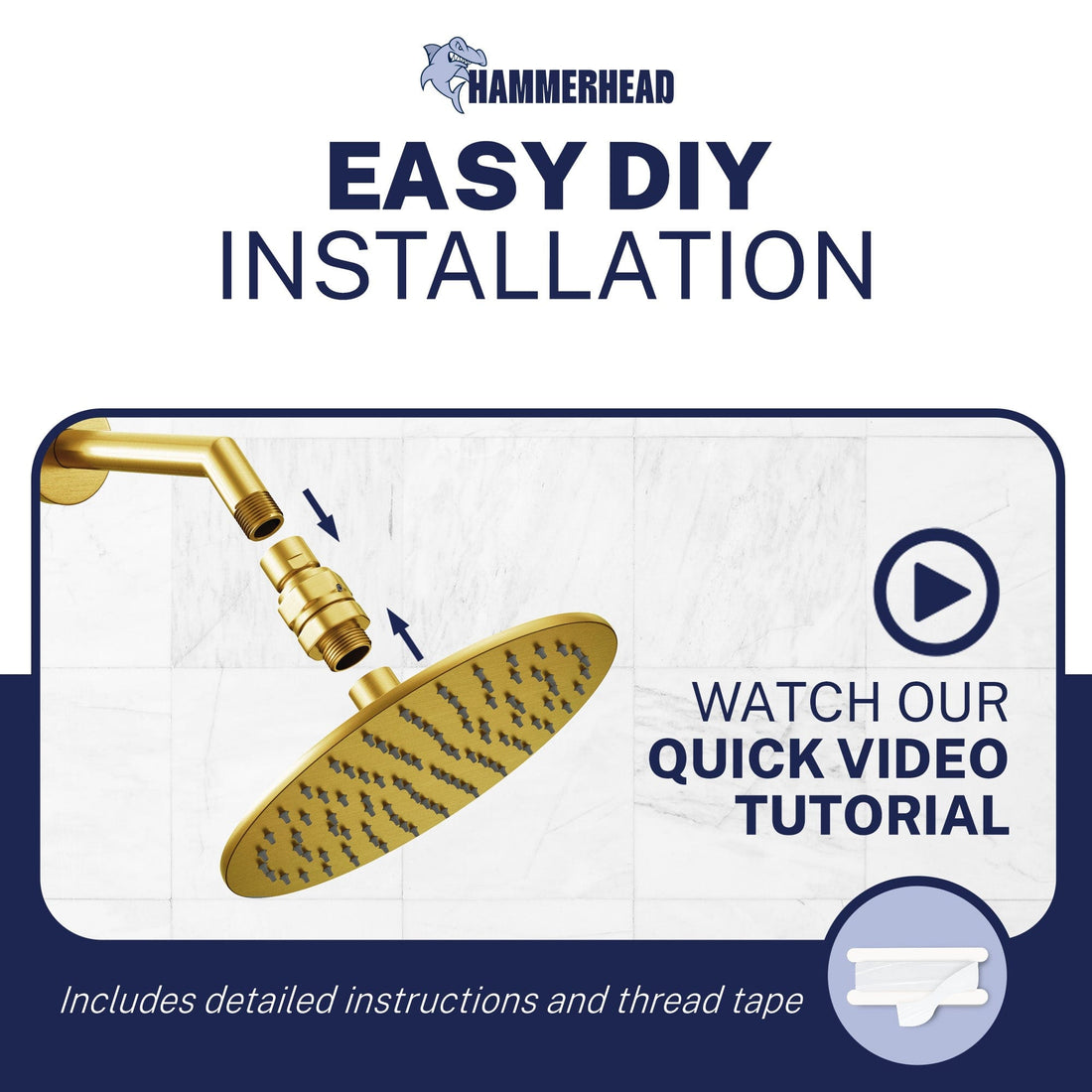 Installation Shower Head Swivel Adapter To Adjust Showerhead Angle Brushed Gold