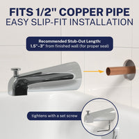 Easy Slip Fit Installation Tub Spout Chrome - The Shower Head Store