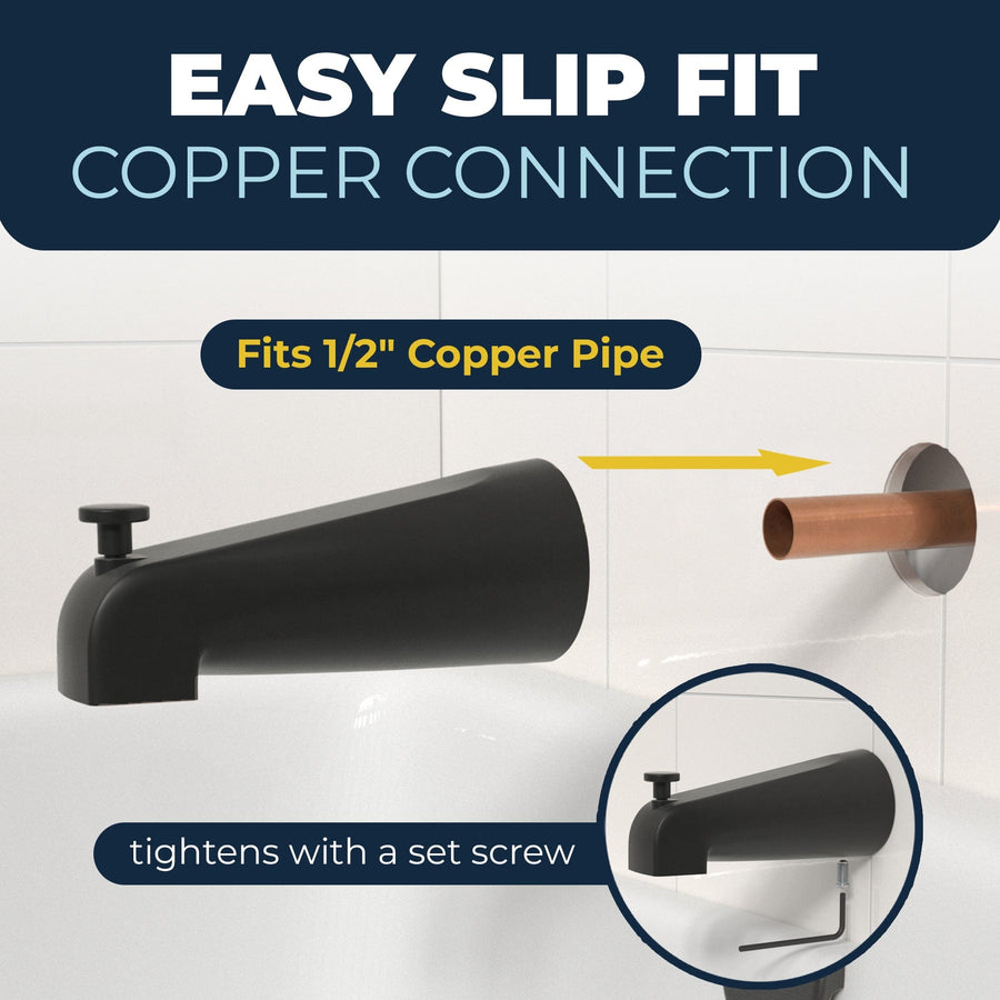 Easy_Slip_Fit_Tub_Spout Matte Black - The Shower Head Store