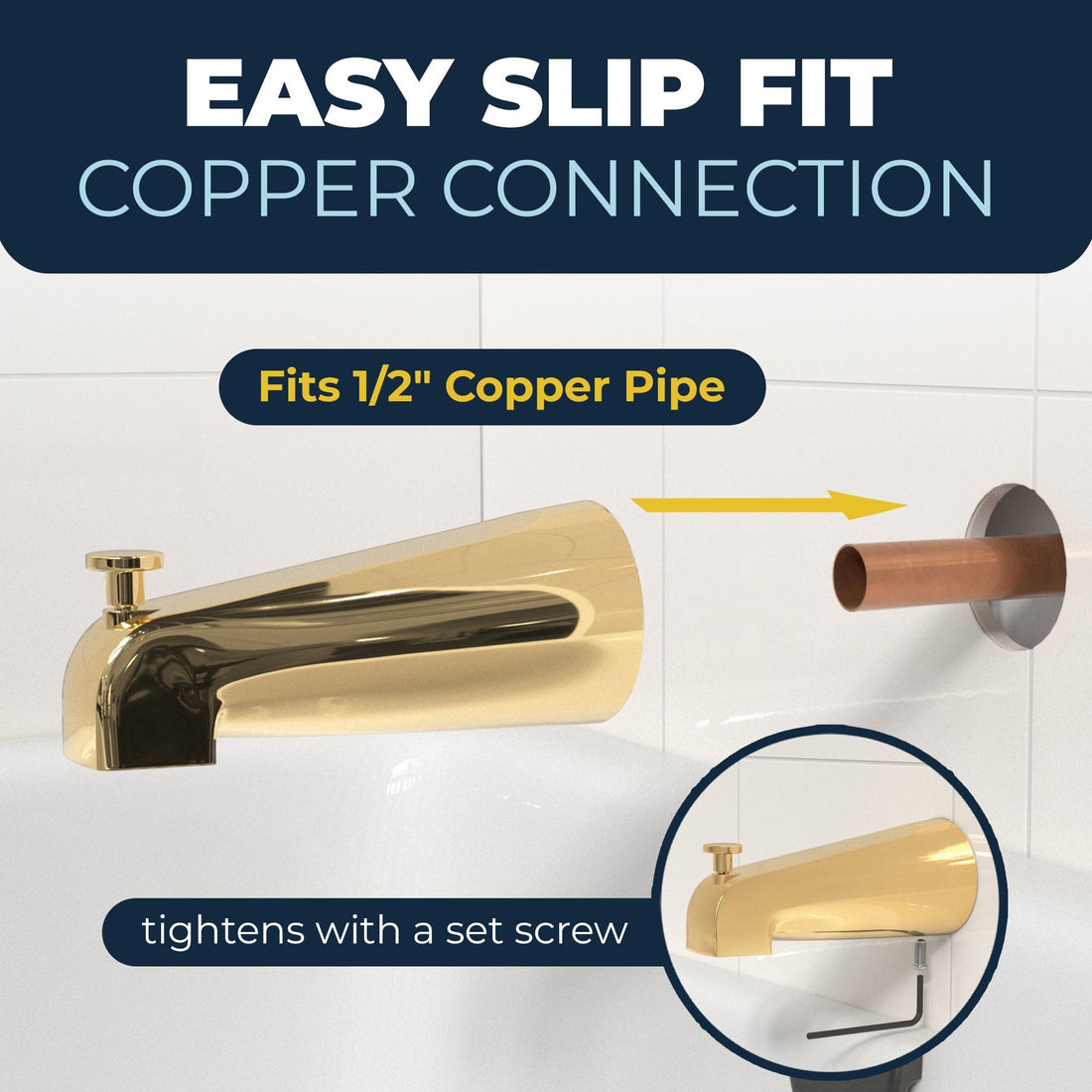 Easy_Slip_Fit_Tub_Spout Polished Brass - The Shower Head Store
