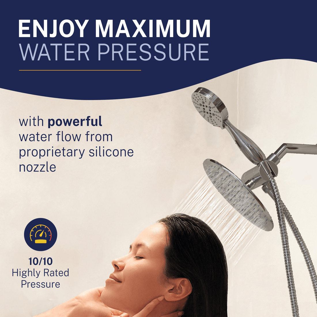 Maximize Your  Water  Pressure 3-Spray Dual Shower Head Chrome / 1.75 - The Shower Head Store